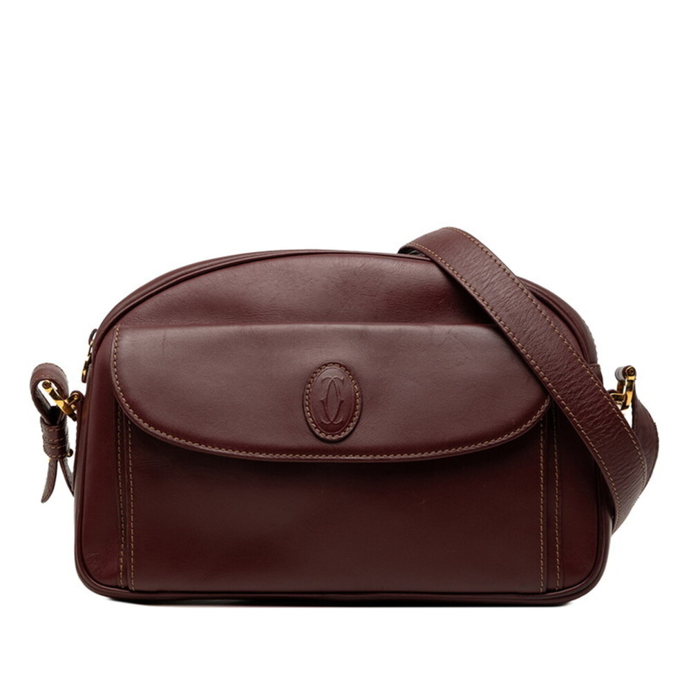 Cartier Must Line Crossbody Shoulder Bag, Red/Bordeaux Leather, Women's. - Picture 1 of 5